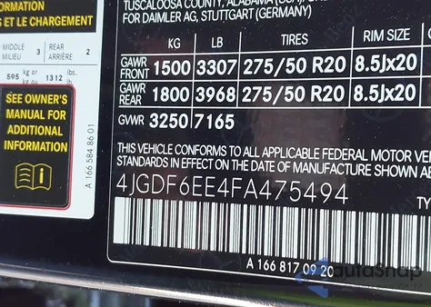 2015 Mercedes-Benz Gl 450 4Matic z USA, uszkodzony, nr VIN 4JGDF6EE4FA475494